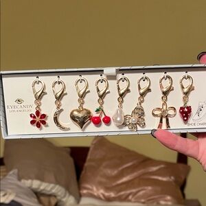 NIB Eyecandy Gold and Red Blingy Shoe Charms Set 8pcs